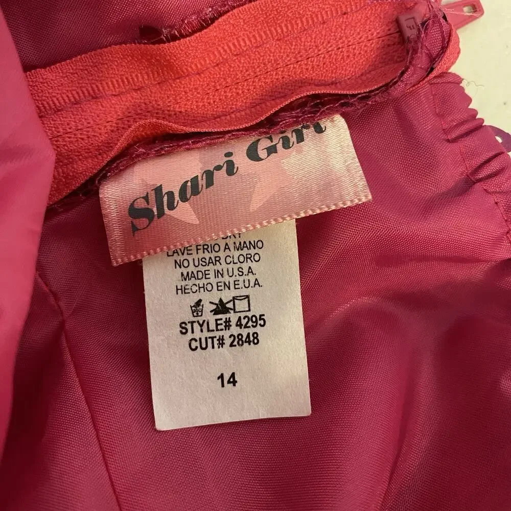ShariGirl Dress 14 Fuchsia Satin Bow Festive Wedding Holiday Party Dance Formal